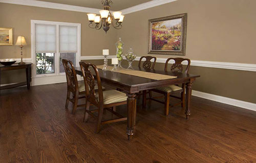 Dining Room with Oak Wood Laminate Flooring