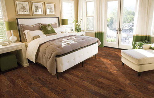 Bedroom with Hickory Hardwood Flooring